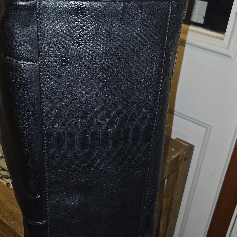Mossimo Large Black Hand Bag/Laptop Bag- Incles Bag Charm/key Chain, Scarf, And